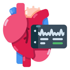 illustration of heart with ECG