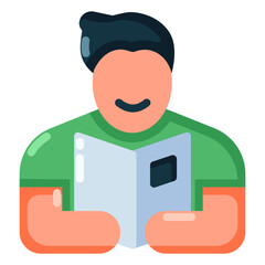 vector icon of a man reading a book