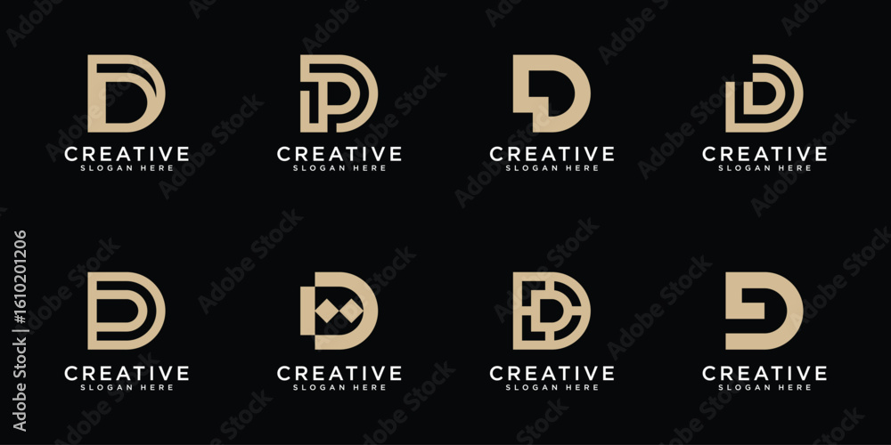 Poster set of initials d logo vector design template