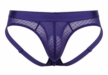 Deep blue mesh jockstrap for men, isolated on white. Ideal for fashion, athletic, and intimate apparel themes.