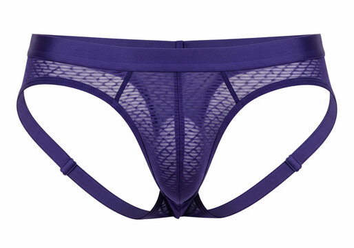 Deep blue mesh jockstrap for men, isolated on white. Ideal for fashion, athletic, and intimate apparel themes.