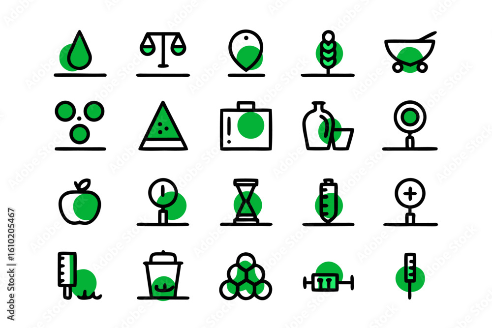 Poster comprehensive collection of graphic symbols for measurement and dimensioning tasks presented in a cl