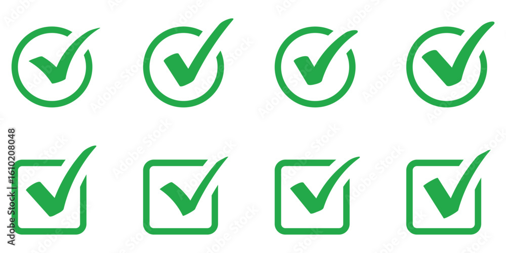 Aufkleber green checkmark vector icon. green checkmark tick icon. green tick in circle and square vector icon.