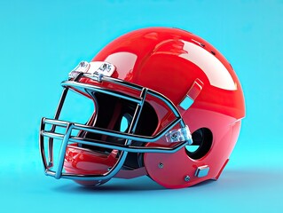 Fototapeta premium A Vibrant Red Football Helmet Icon on a Light Blue Background Design