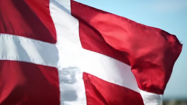 Danish flag waving in the breeze