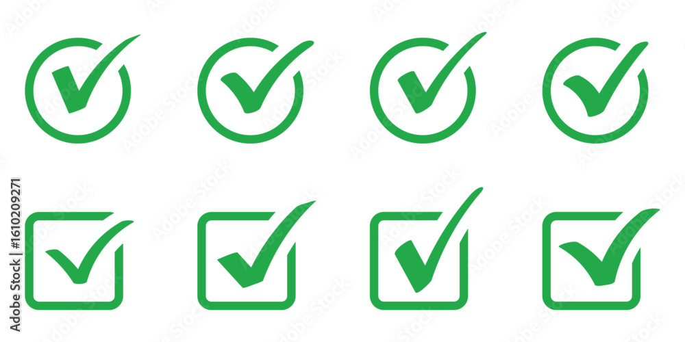 Aufkleber green checkmark vector icon. green checkmark tick icon. green tick in circle and square vector icon.