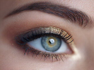 Obraz premium Eye makeup tutorial with shade transition on eyelid