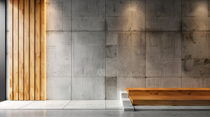 Abstract concrete and wood interior architectural background