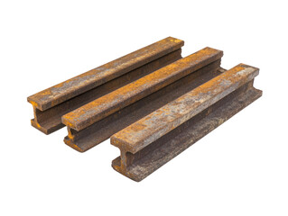 Rusted Steel Rails on Transparent Background