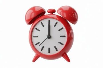 Retro red twin bell alarm clock with white face and black hands
