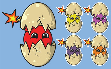 Cute Bomb Egg Characters Vector Set