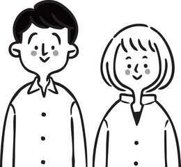 男性と女性　父と母　ベクター　モノクロ
