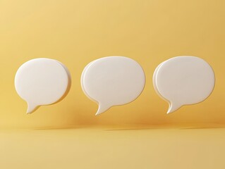 Floating Dialogue, A Set of 3D White Speech Bubbles for Modern Communication