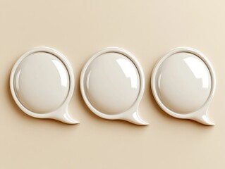 Elegant Three Dimensional White Speech Bubbles on a Subtle Background
