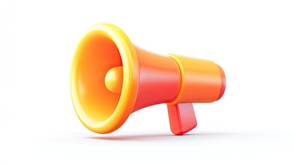 Vibrant 3D Megaphone Icon in Front View for Announcements and Communication
