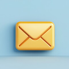 3D Cartoon Email Envelope Icon in App UI Style on Isolated Background