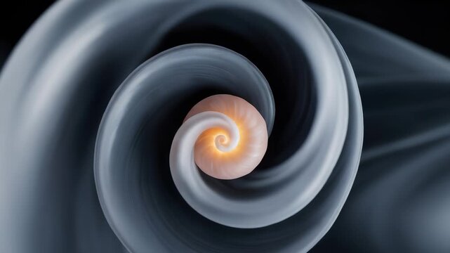 Swirling vortex with glowing seashell