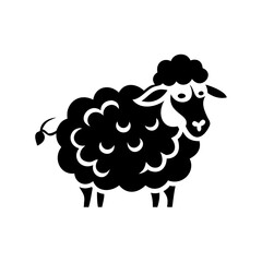 Stylized black sheep with curly wool and small tail