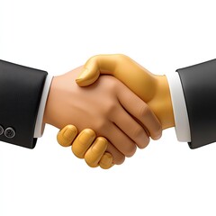 Two Businessman Hands Shaking in 3D Rendering, Symbolizing Partnership and Agreement, Isolated on White Background