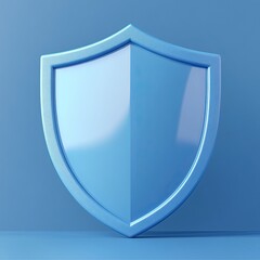 3D Render of a Blue Shield Icon with Smooth Flat Color Design and Clean Lines Minimalist Style for Modern Digital Protection Concepts