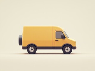 A minimalist 3D icon of a delivery van showcasing efficient transportation and logistics in a modern style
