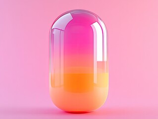 3D Pill Capsule Icon with Minimalist Design on a Soft Pink Backdrop