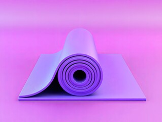 Minimalist 3D Yoga Mat Icon for Promoting Health and Wellness Practices