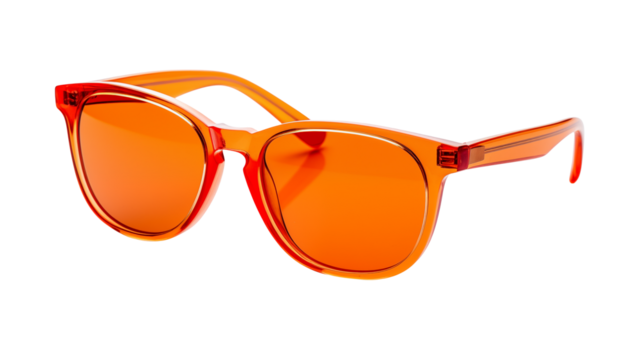 Stylish orange sunglasses offer vibrant protection for sunny days and outdoor adventures, a modern fashion accessory isolated on white or transparent png.