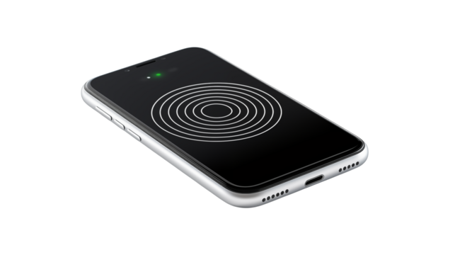 Modern smartphone featuring target graphic on screen for innovative app design and technology mockups isolated on white or transparent png. - Powered by Adobe