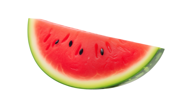 Juicy watermelon slice beckons with a sweet, refreshing taste of summer, ideal for healthy snack isolated on white or transparent png.