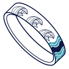 Stylized bracelet with wave pattern and ocean motifs