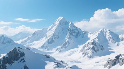 Obraz premium Snow-Capped Mountain Peaks Under a Clear Blue Sky