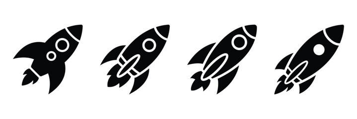 Rocket icon. Rocket launched icon vector. Rocket launch icons. Startup rocket set. Business startup and growth concept with flying rocket icons. Vector illustration.