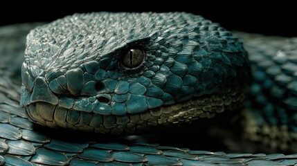 Obraz premium Mysterious serpent close-up exotic jungle animal photography dark atmosphere macro view nature exploration