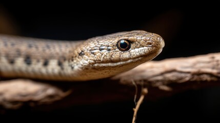 Fototapeta premium Slithering encounter close-up of a skink in a dark habitat animal photography nature environment detailed view