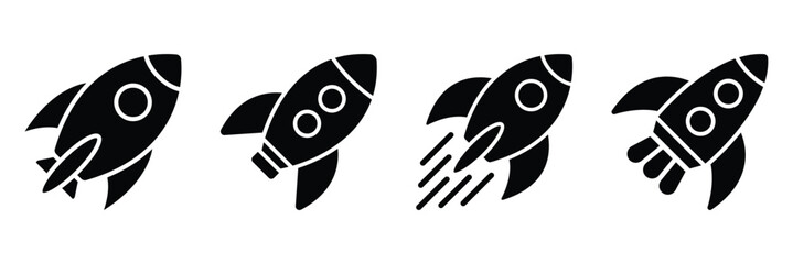 Rocket icon. Rocket launched icon vector. Rocket launch icons. Startup rocket set. Business startup and growth concept with flying rocket icons. Vector illustration.