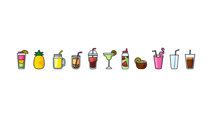 Assorted summer cocktails and drinks vector art illustration for menu and graphic design projects use