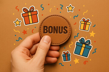 Bonus and reward inspire success and achievement through prize celebration gift and present joy