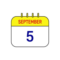 5 september calendar icon vector illustration design