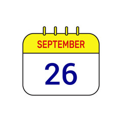 26 september calendar icon vector illustration design