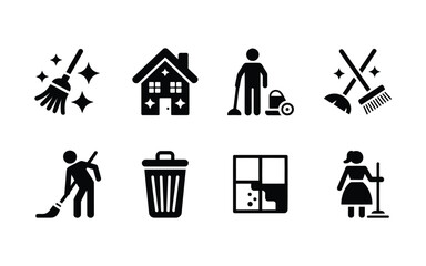 Cleaning home and office icon set