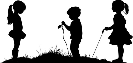 children playing silhouette