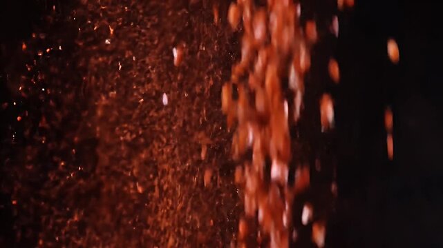 Dramatic Cloud of Ancho Chili Powder Suspended Mid Air in Dark Background With Detailed Textures
