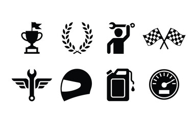 Motorsports icons set