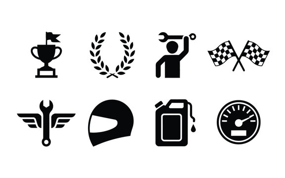Motorsports icons set