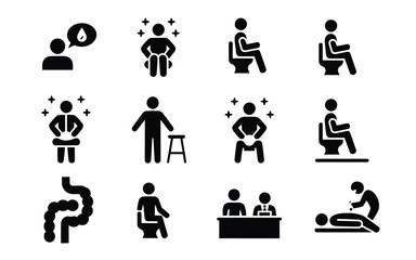 Digestive health medical icon set