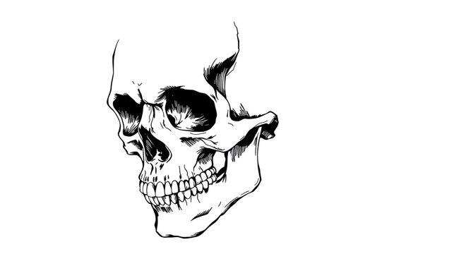 Hand drawn pen and ink study of the human skull - vectorised in PS