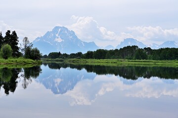 lake and mountains shadow