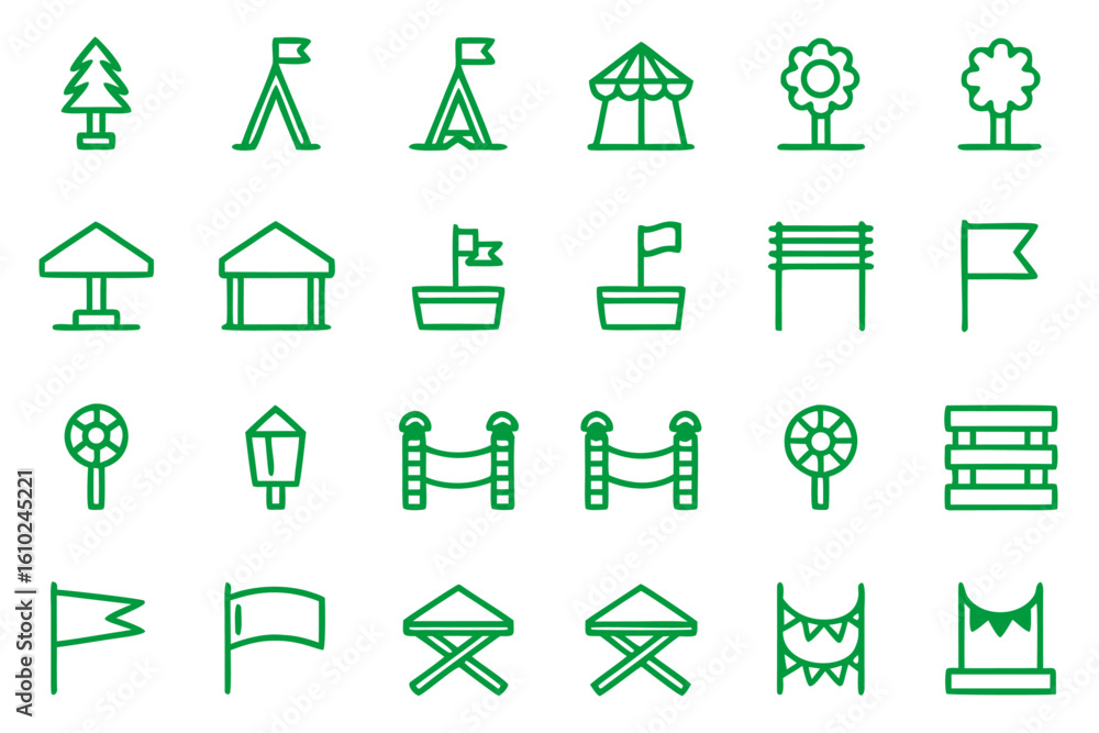 Poster collection of clean line art icons representing various challenges and roadblocks with customizable 