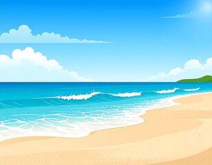 Fototapeta premium Sunny beach scene with ocean waves